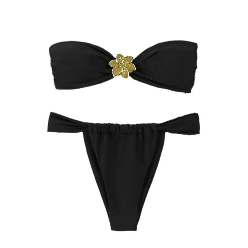 Women's Bandeau Bikini with Floral Detail