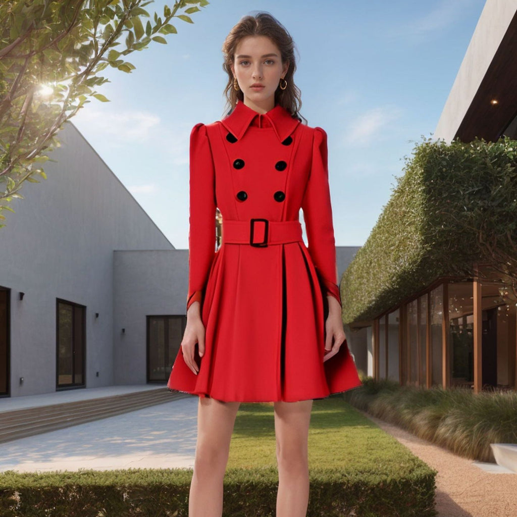 Women's Elegant Trench Coat with Tailored Cut and Decorative Buttons