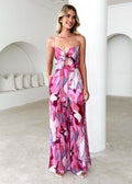 Women's Jumpsuit with Playful Knot Detail and Colorful Pattern