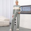 Women's Cozy Knit Loungewear Set with Textured Pattern and Wide Leg