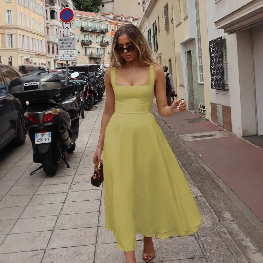 A-Line Maxi Dress with Square Neckline