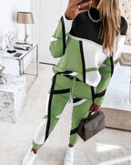Women's Patterned Sweatshirt and Jogger Set