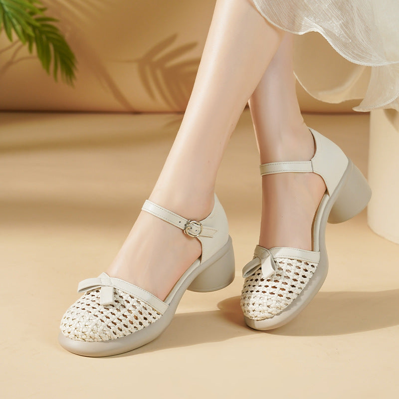 Women's Ballet Flats with Elegant Strap and Braided Design
