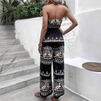 Women's Jumpsuit with Halter Design and Patterned Details