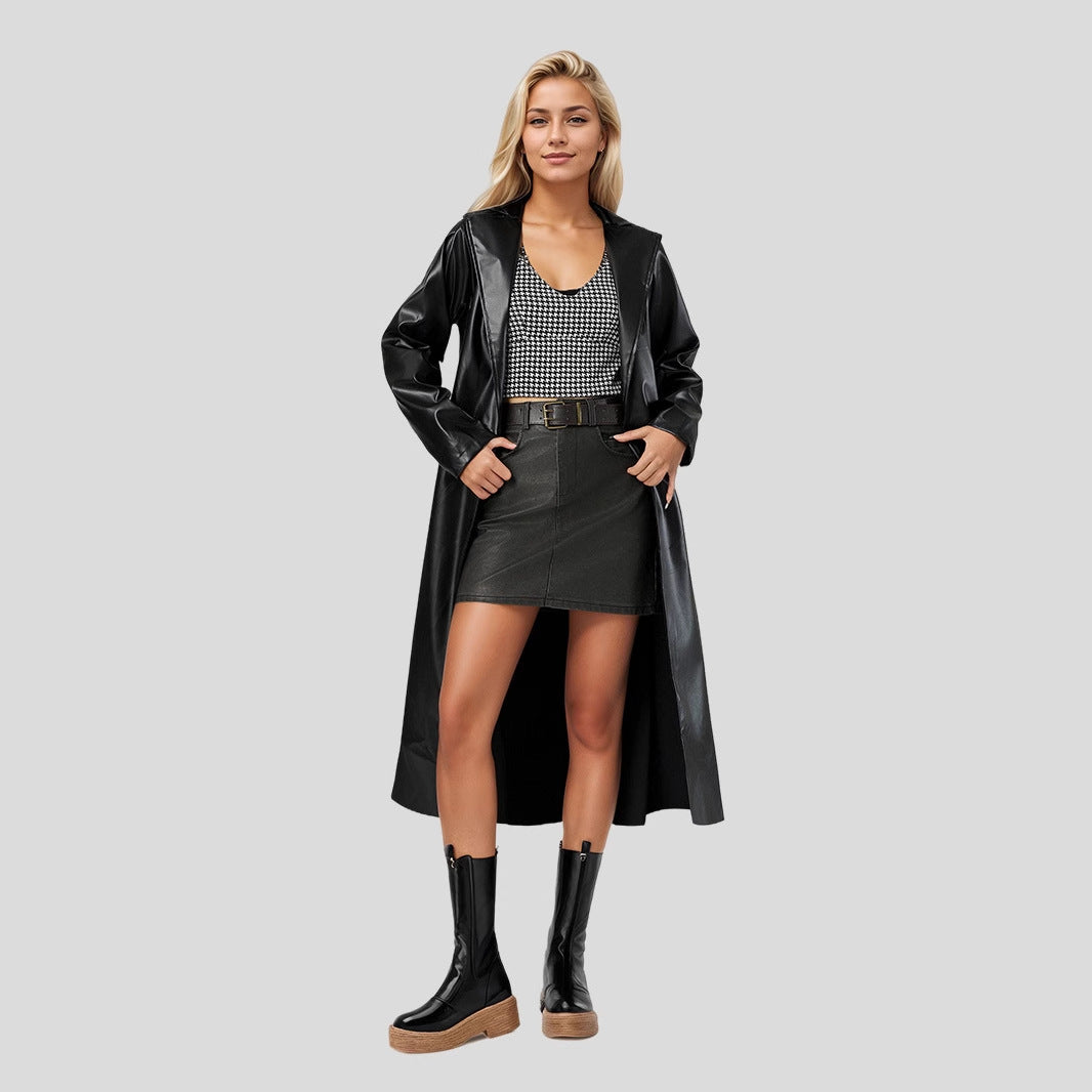 Women's Elegant Quilted Jacket in Trench Coat Style