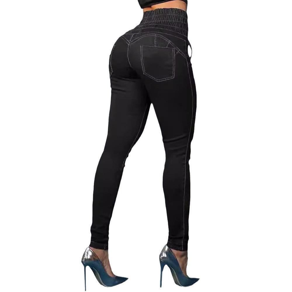 High-Waisted Lace-Up Jeggings