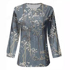 Women's Long Sleeve Button-Down Blouse with Floral Print