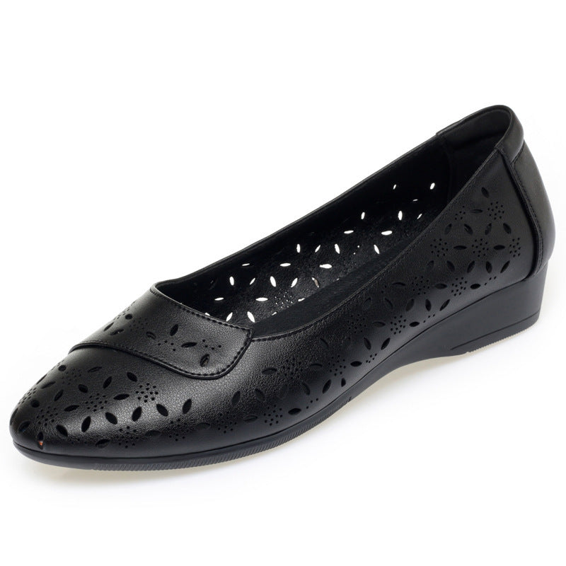 Women's Ballet Flats with Delicate Perforated Pattern and Comfortable Footbed