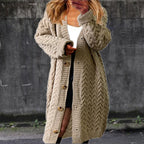 Women's Chunky Knit Cardigan with Button Details