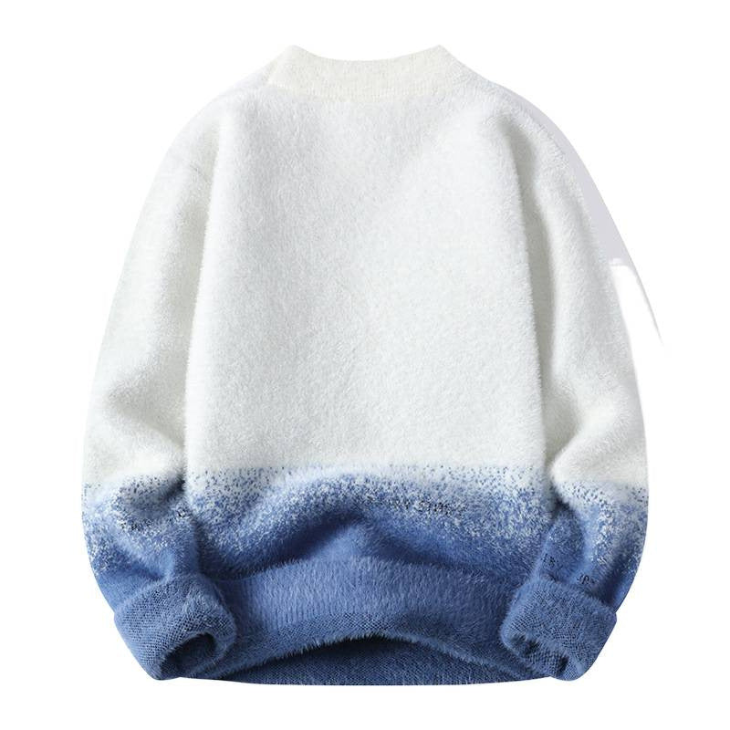 Women's Fluffy High-Neck Sweater with Graphic Motif