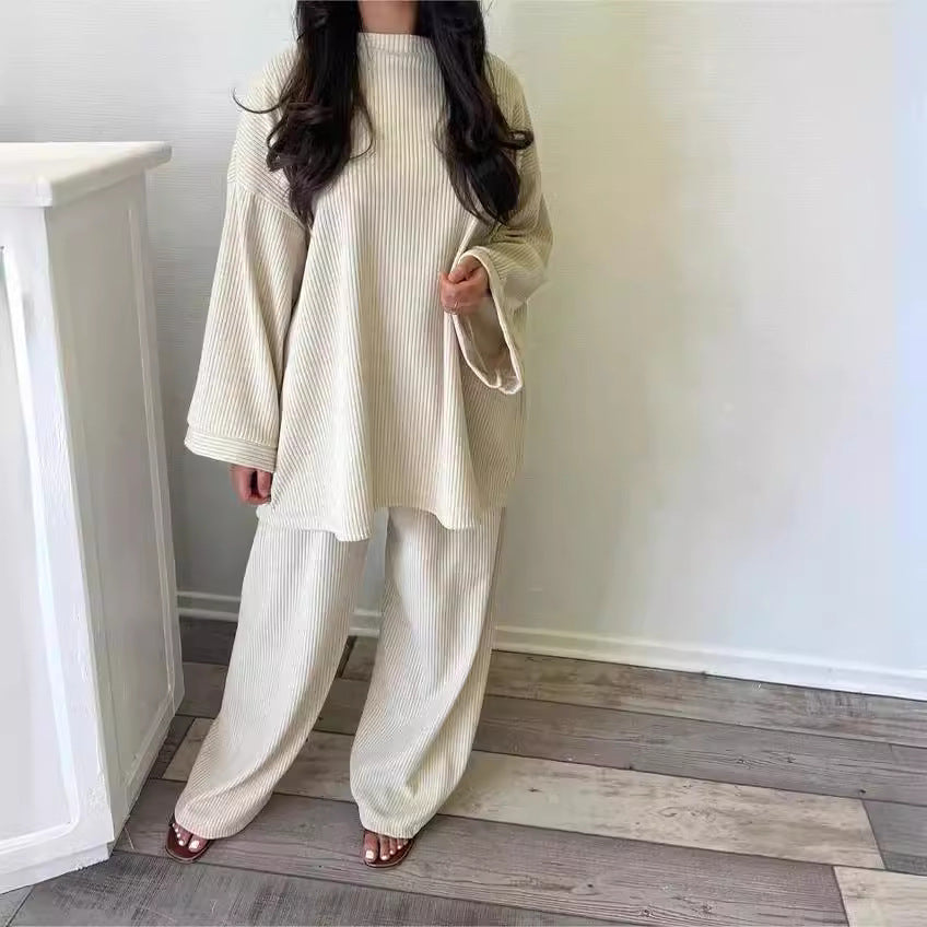 Women's Comfortable and Stylish Ribbed Knit Lounge Set