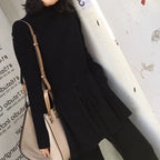 Women's Cozy Knit Ensemble with Waist Belt and High Collar