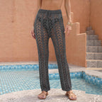 Women's Crochet Beach Pants with Openwork Pattern