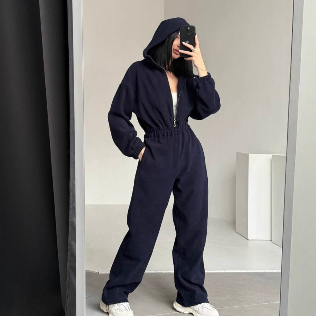 Women's Fleece Jogging Suit with Half Zipper