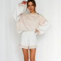 Casual Knit Ensemble with Wide Sleeves and Elastic Waist