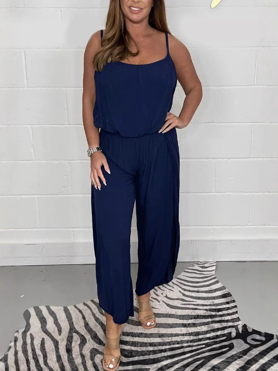 Women's Airy Jumpsuit with Wide Cut and Adjustable Straps