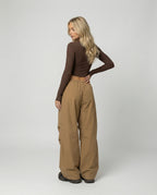 Women's High-Waisted Extra-Wide Streetwear Trousers with Drawstring and Knee Pleats