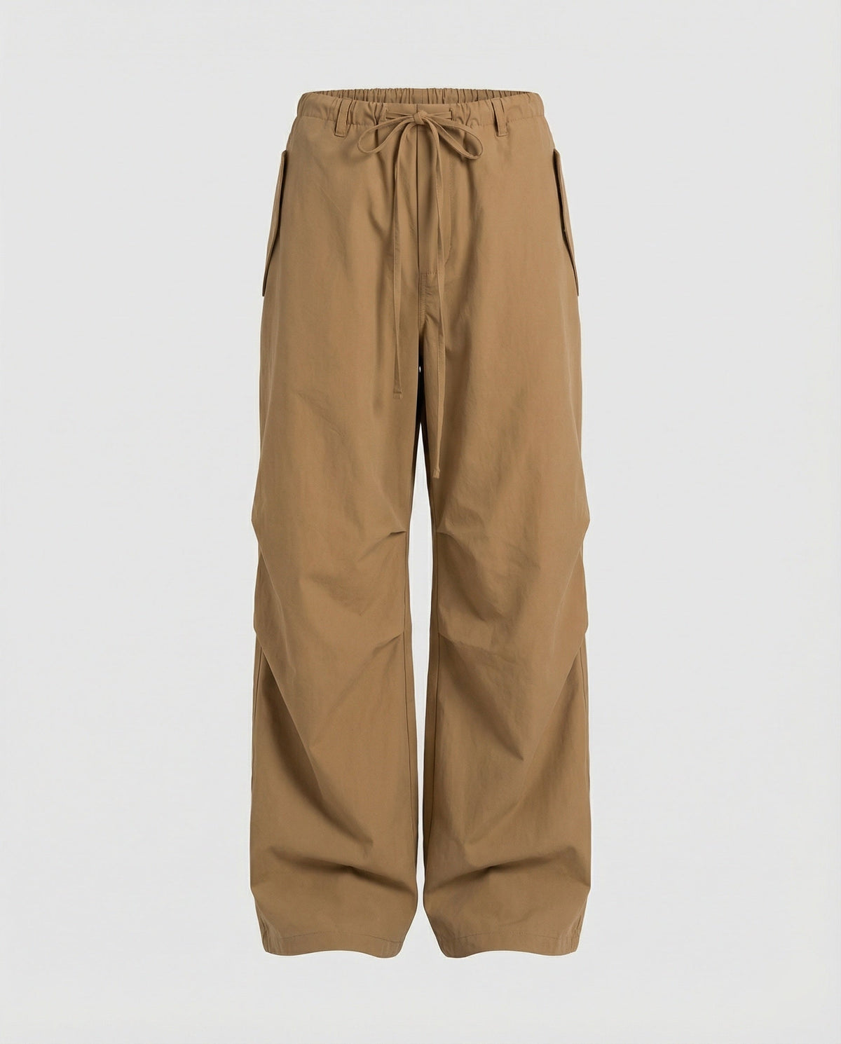 Women's High-Waisted Extra-Wide Streetwear Trousers with Drawstring and Knee Pleats