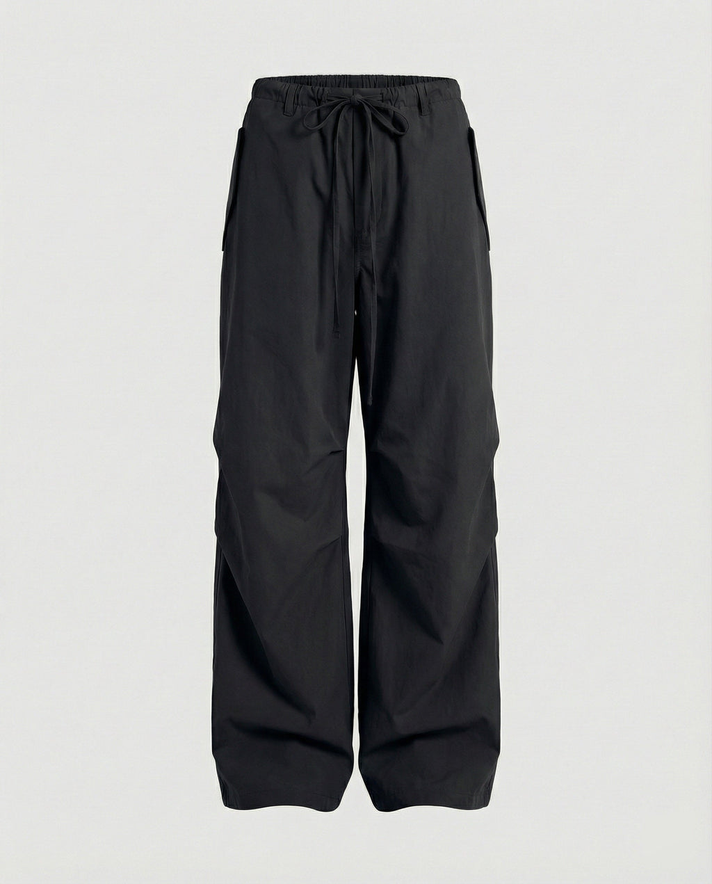 Women's High-Waisted Extra-Wide Streetwear Trousers with Drawstring and Knee Pleats