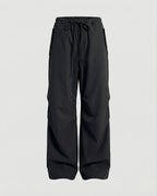 Women's High-Waisted Extra-Wide Streetwear Trousers with Drawstring and Knee Pleats