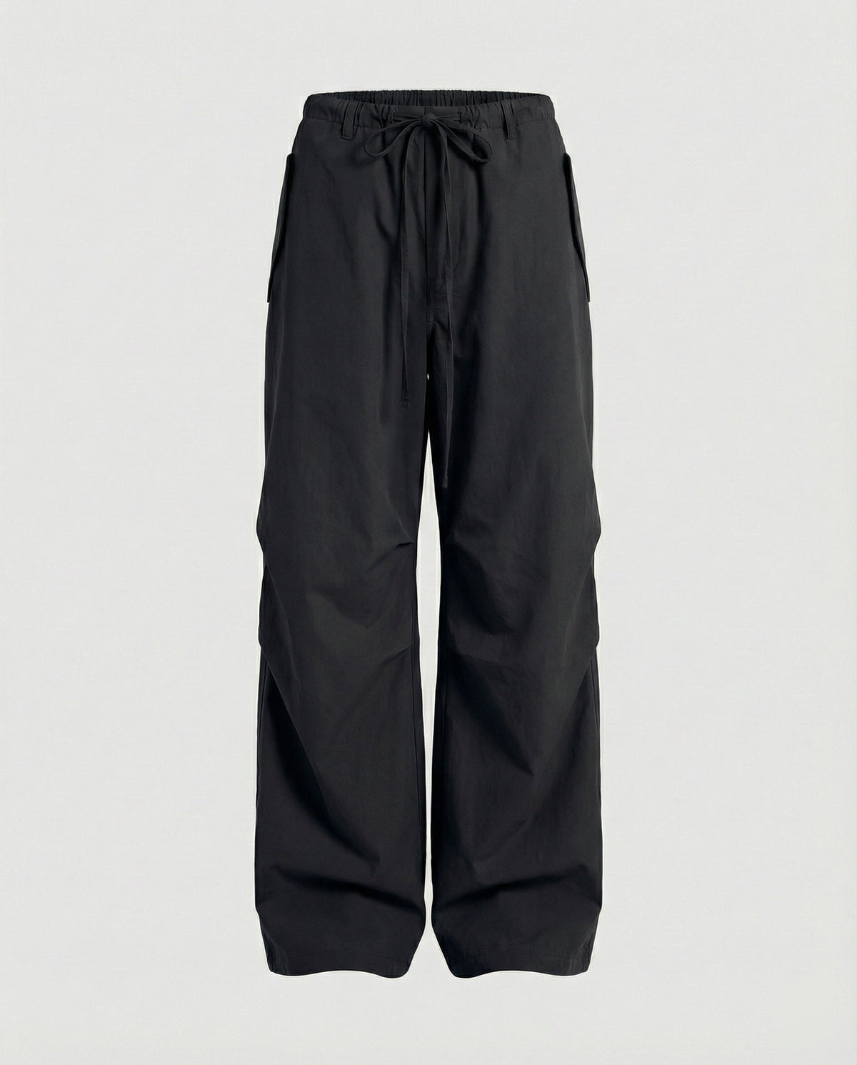 Women's High-Waisted Extra-Wide Streetwear Trousers with Drawstring and Knee Pleats