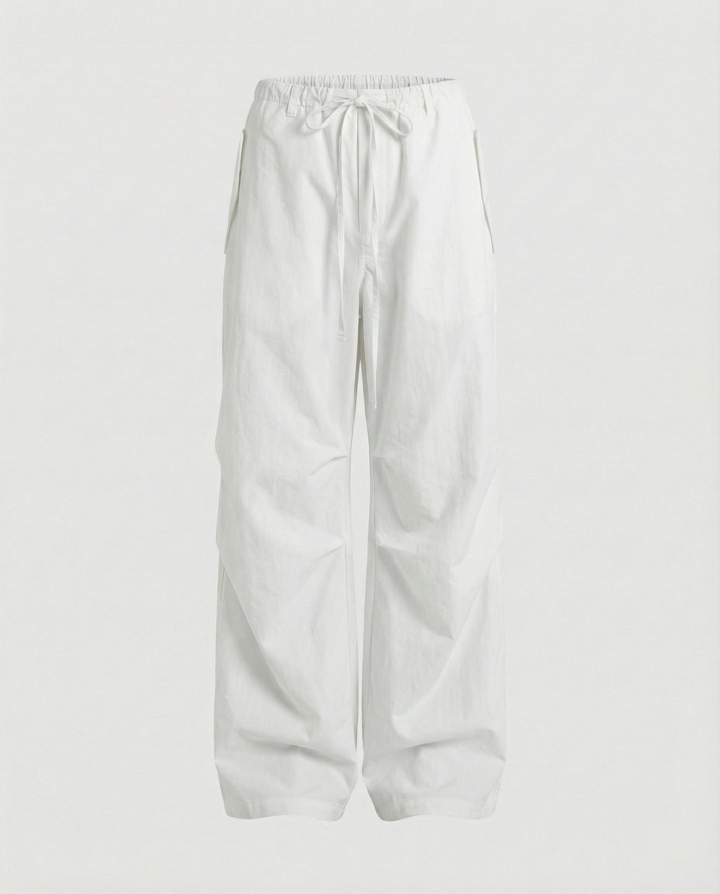 Women's High-Waisted Extra-Wide Streetwear Trousers with Drawstring and Knee Pleats