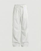 Women's High-Waisted Extra-Wide Streetwear Trousers with Drawstring and Knee Pleats