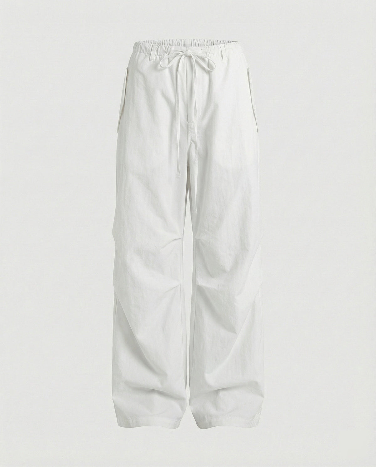 Women's High-Waisted Extra-Wide Streetwear Trousers with Drawstring and Knee Pleats