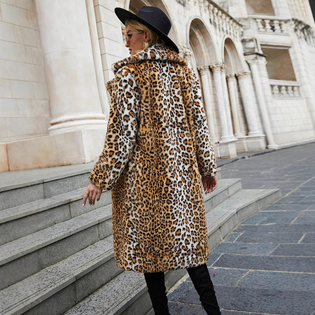Women's Luxury Faux Fur Leopard Print Coat