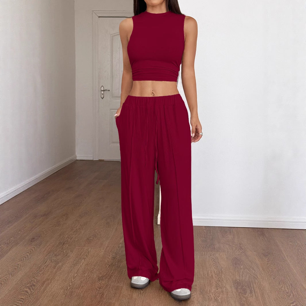Women's Fashionable Crop Top with Loose Pants