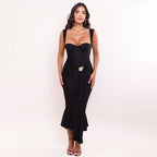 Women's Evening Dress with Wrap Design and Rhinestone Detail