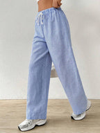 Women's Comfortable Beach Pants with Elastic Waistband and Decorative Drawstring