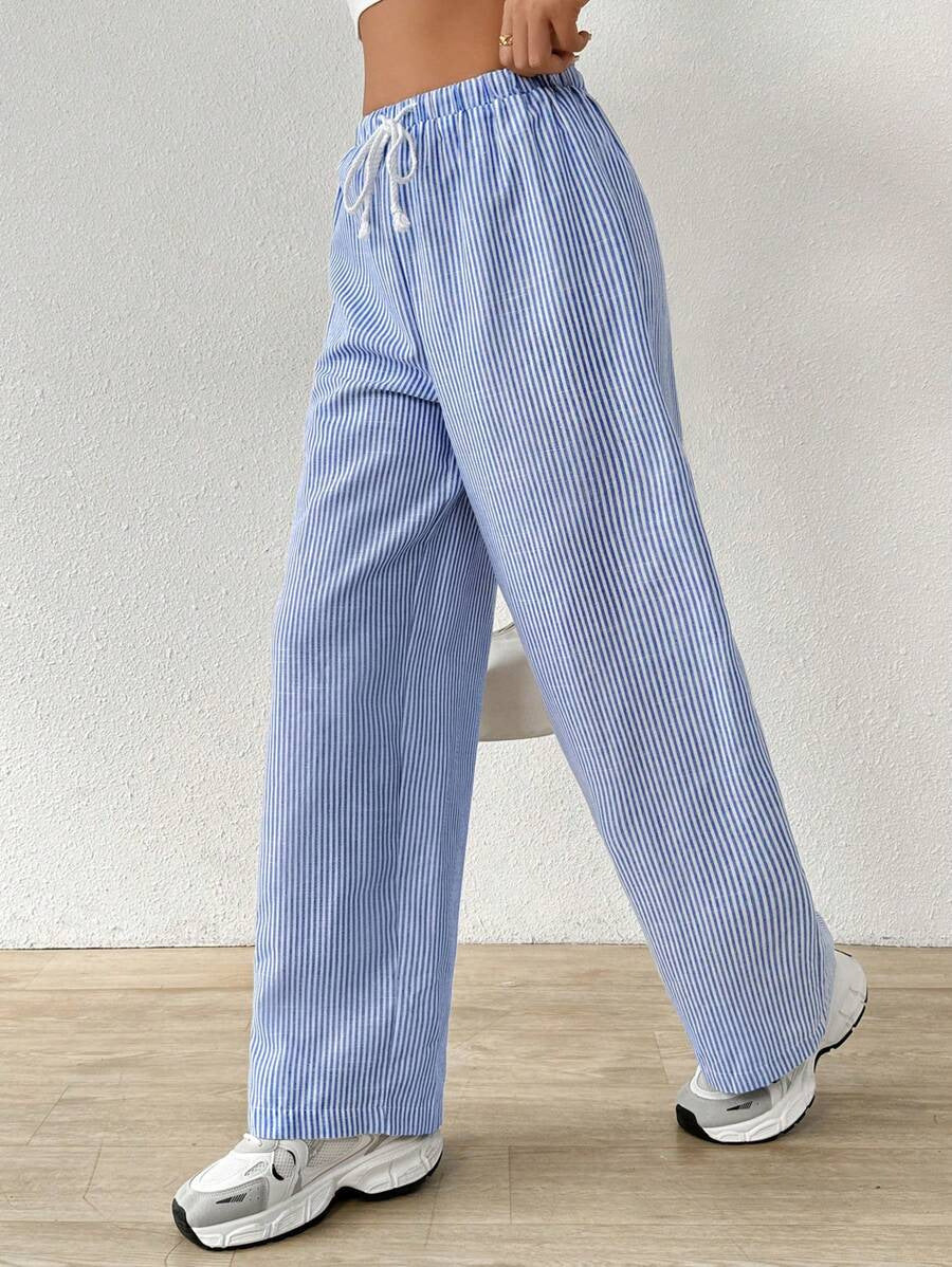 Women's Comfortable Beach Pants with Elastic Waistband and Decorative Drawstring
