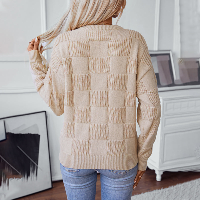 Women's Patterned Knit Sweater with Panorama Design