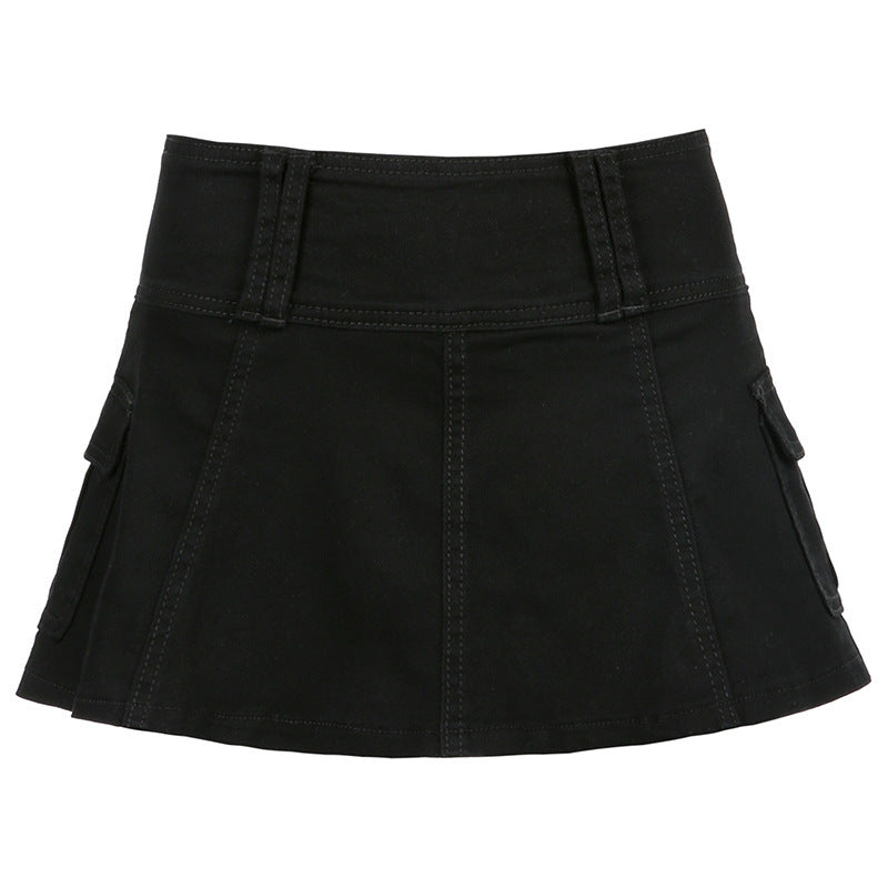 Women's Mini Skirt with Side Pockets and High Waist