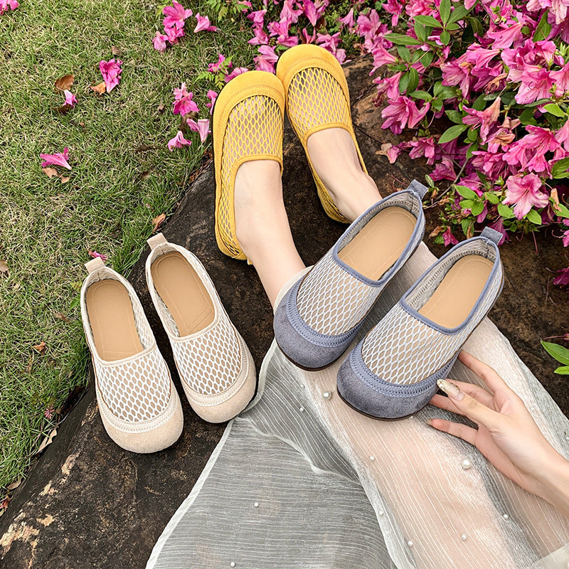 Women's Breathable Ballet Flats with Elastic Mesh Design