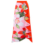 Women's Swimsuit Set with Floral Wrap Skirt and Modern Ruffle Design