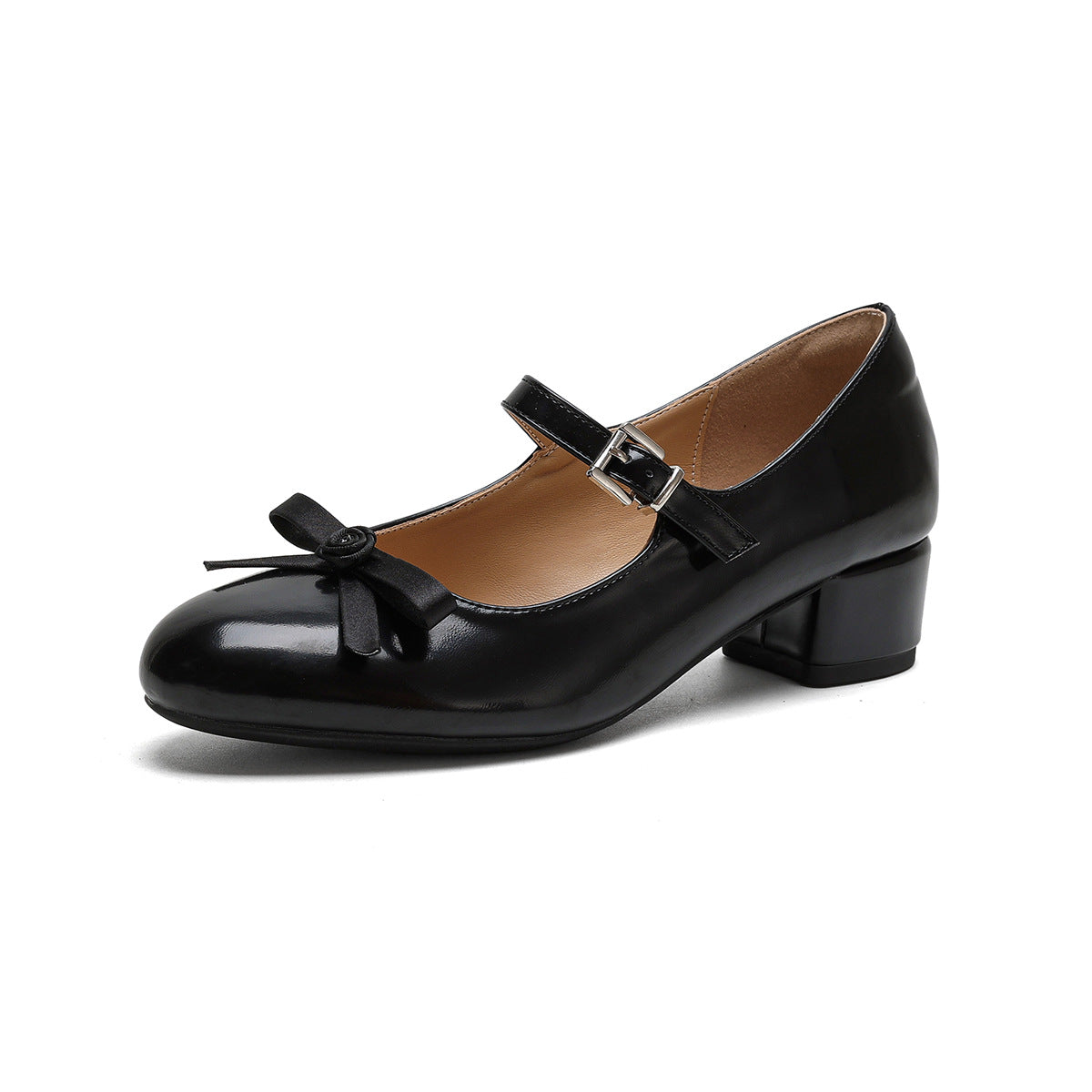 Women's Ballet Flats with Strap and Bow Detail