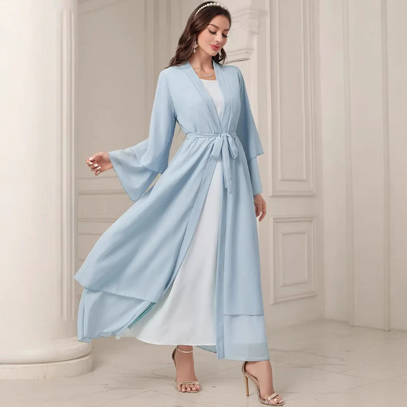 Elegant Long Kimono Jacket in Flowing Fabric