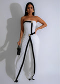 Women's Jumpsuit with Elegant Bustier Bodice and Contrasting Hem Accents