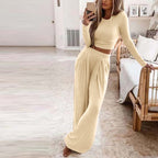 Women's Elegant Long-Sleeve Wide-Leg Lounge Set