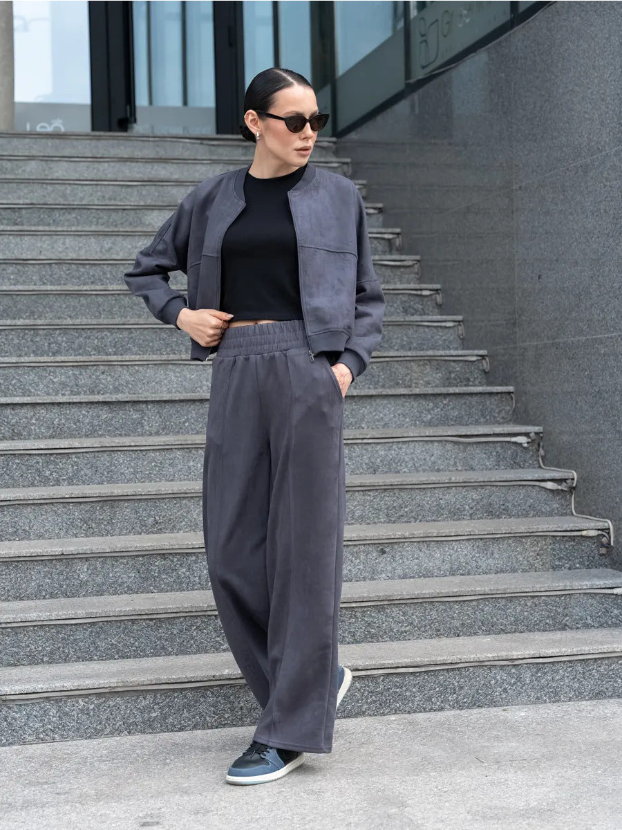 Casual Sweat Jacket and Pants Set