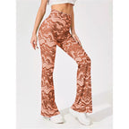 Women's High-Waisted Trousers with Modern Wave Pattern