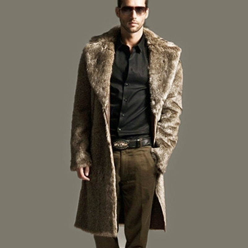 Women's Luxury Faux Fur Coat with Wide Lapel
