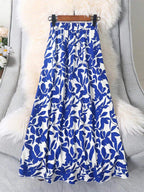 Women's Maxi Skirt with Floral Pattern and Elastic Waistband