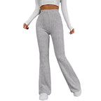 Women's Flared Stretch Pants with Vertical Ribbing