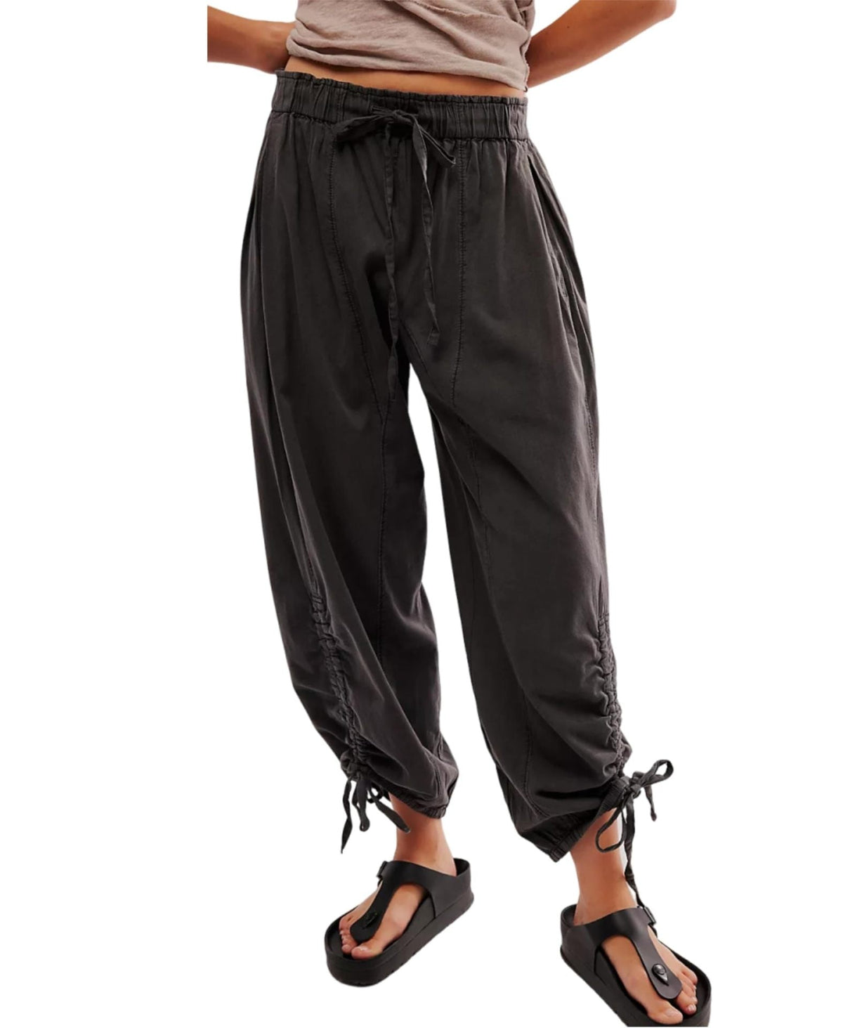 Women's Comfortable Casual Pants with Waistband and Decorative Lacing