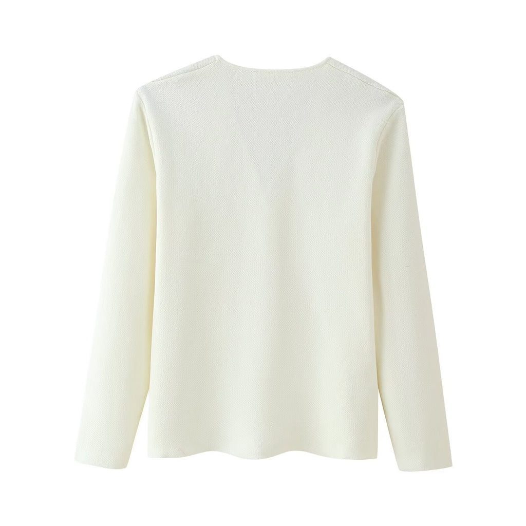 Elegant Jacket with V-Neck and Classic Button