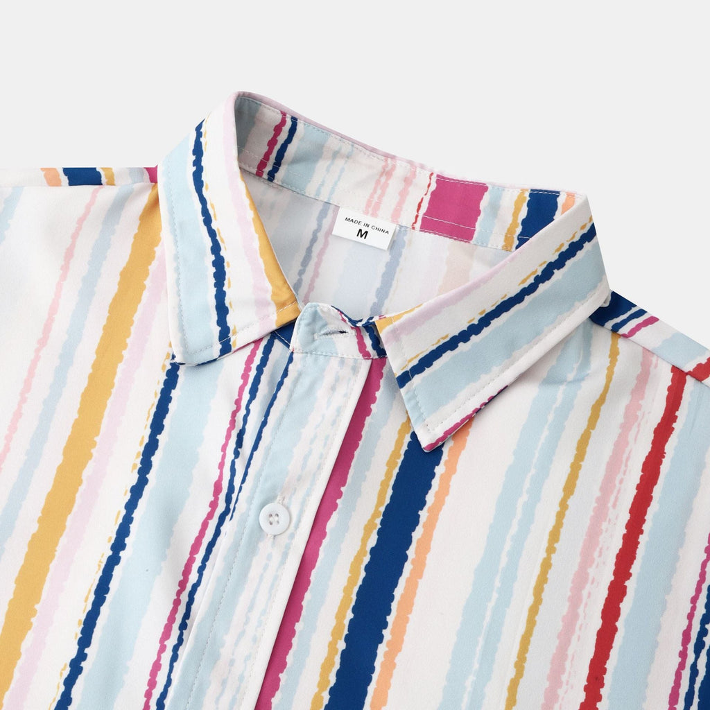 Women's Long-Sleeve Shirt with Striped Design and Button Placket
