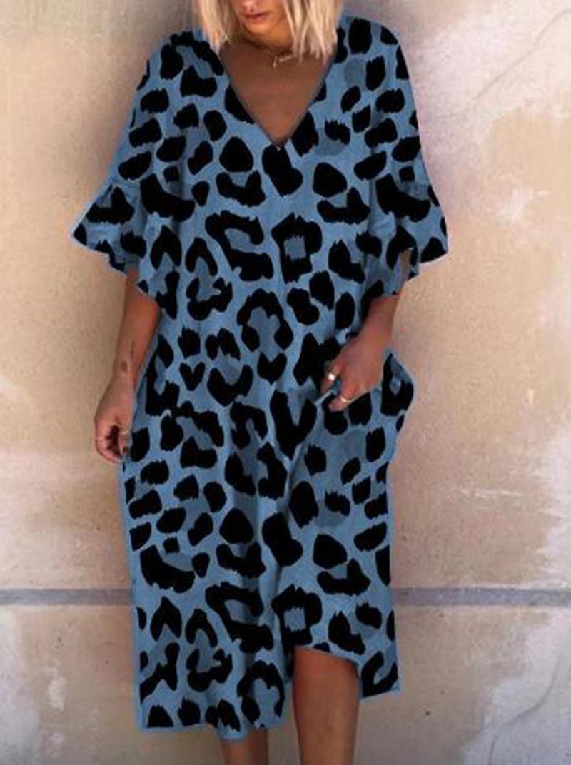 Women's Sleeveless Kaftan Dress in Leopard Print